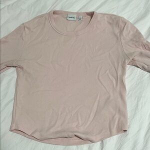 Sunday Best Soft Pink Long Cropped Sleeve Tee